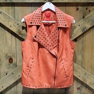 V CRISTINA ORANGE VEST WITH STUDS SIZE LARGE MOTO